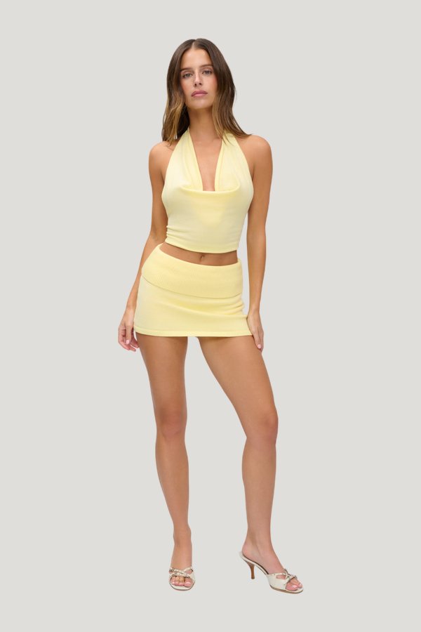 x JENNIE Briar Knit Mini Skort - Morning Light — model front