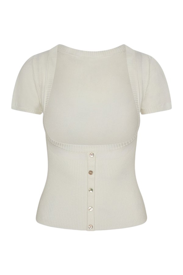 x JENNIE Sofia Knit Top - Coconut — packshot