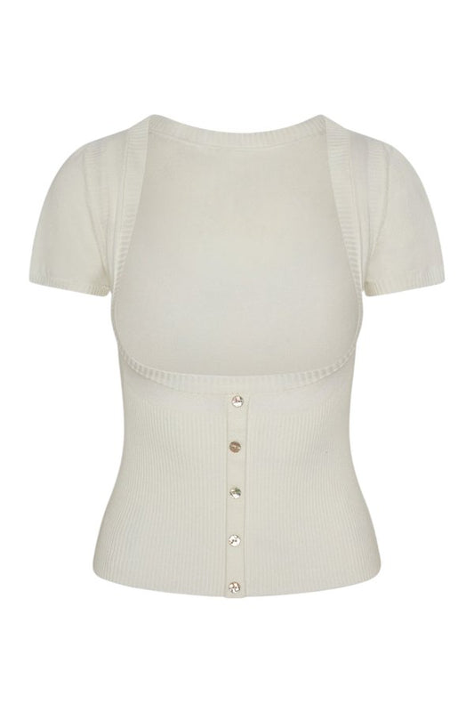 x JENNIE Sofia Knit Top - Coconut — packshot