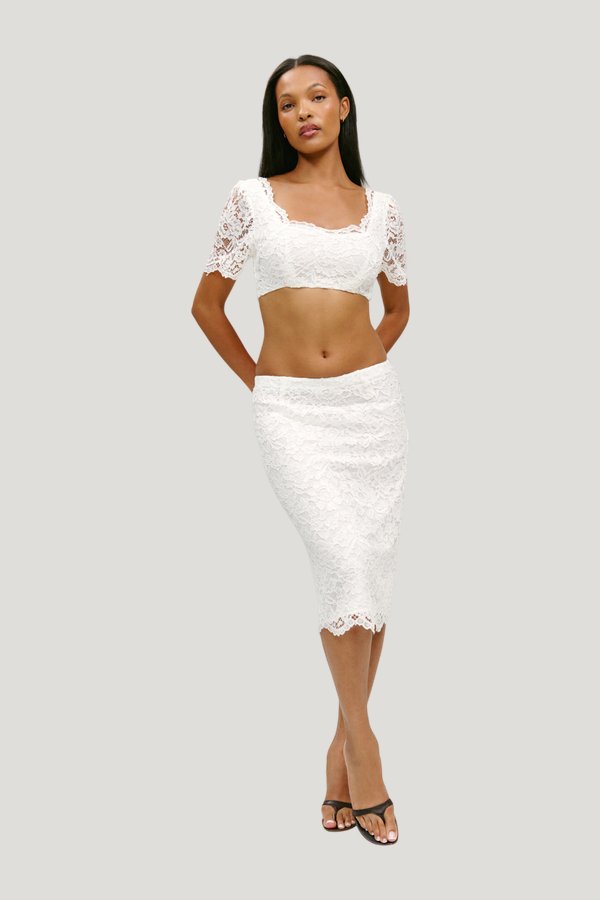 x Paige Lorenze Honeymoon Lace Blouse - Sunday Ceremony — model front
