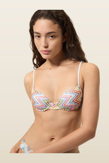 Zig zag printed fabric bikini with balconette top — carry 4