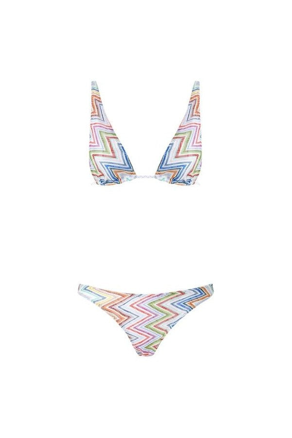 Zig zag printed fabric bikini with elongated top — packshot