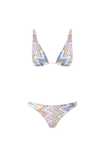 Zig zag printed fabric bikini with elongated top — packshot